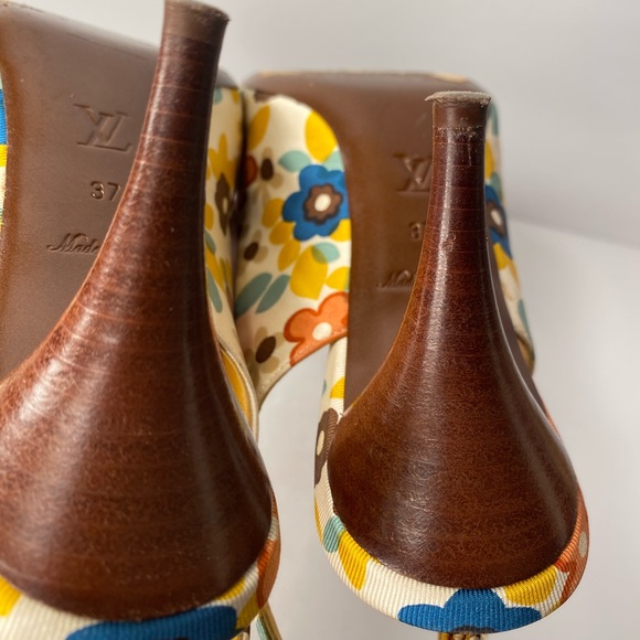 Louis Vuitton open toe slingback sandals heels multi 37 - Picture 9 of 11